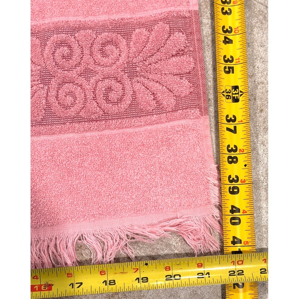 Vintage Lot of 2 Cannon Monticello Pink Cotton Bath & Hand Towel Set Fringe USA